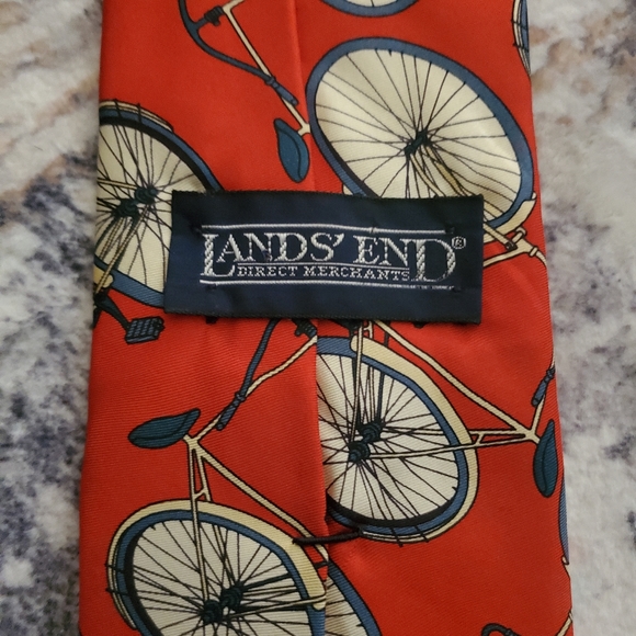 Lands' End Red Silk Men's Bicycle Tie - biking, cycle, Excellent conditi… - Picture 12 of 13